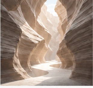 Helle Canyonpassage mit skulpturalen Formen