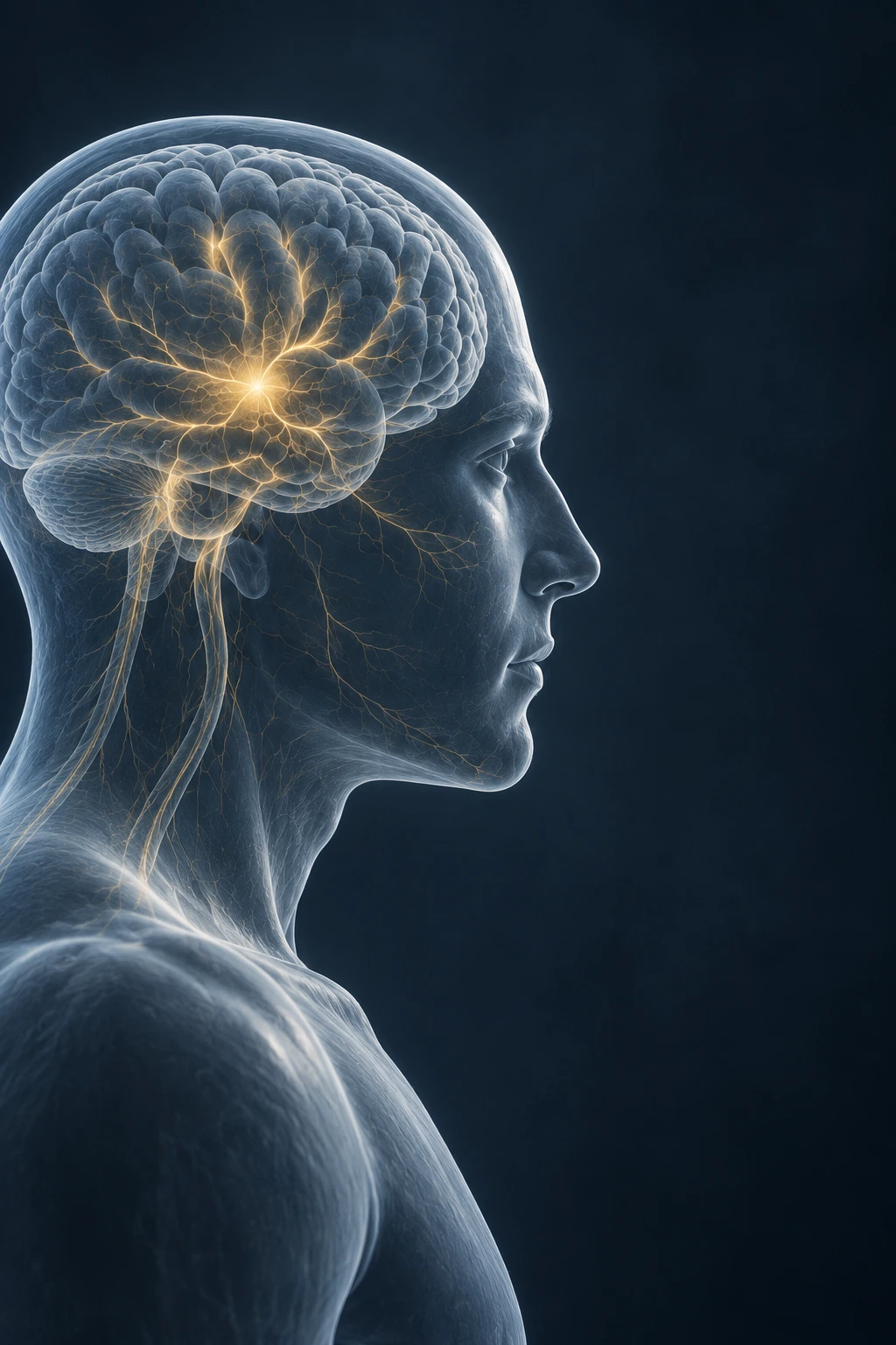 Abstrakte Darstellung eines menschlichen Profils mit neuronalen Verbindungen
